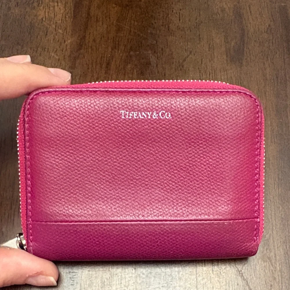 Tiffany & Co. Leather Zip Wallet Pouch Color: Raspberry in Euc. - Picture 4 of 12